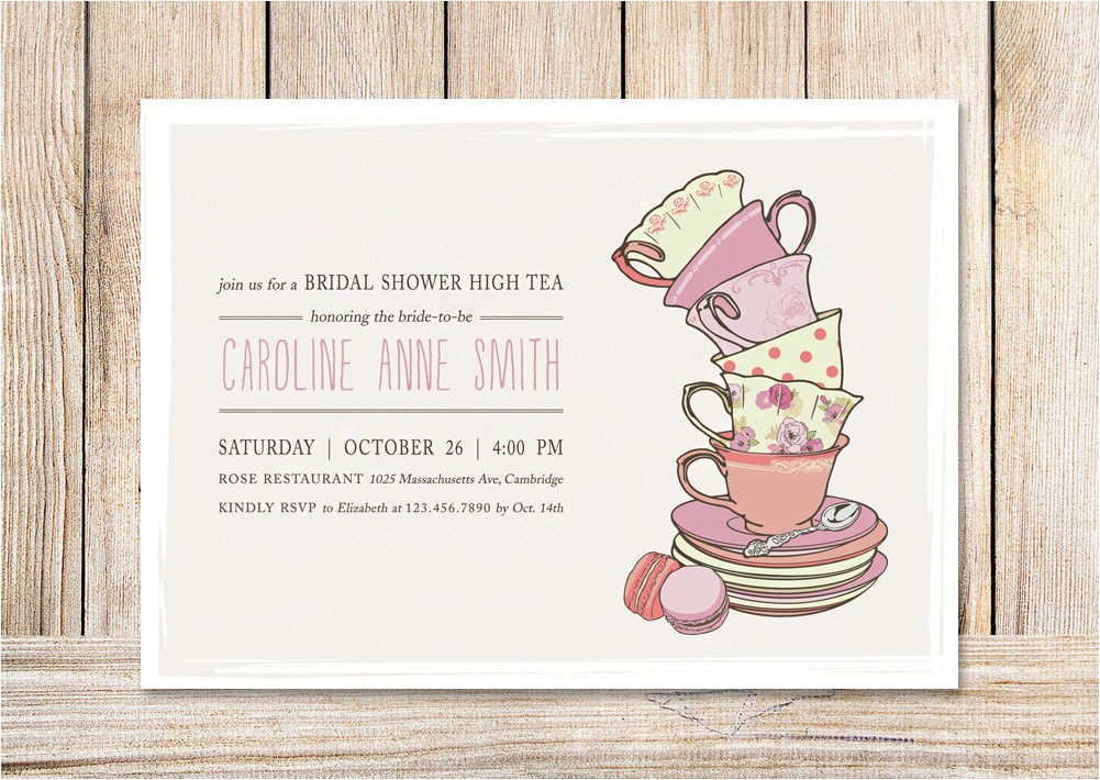 bridal shower tea party invitations template