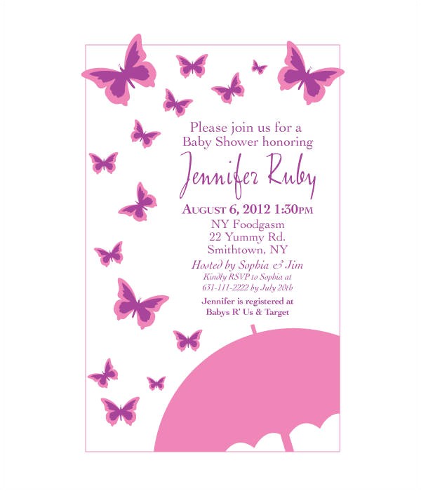 Free butterfly Baby Shower Invitation Templates butterfly Invitation Templates 10 Free Psd Vector Ai