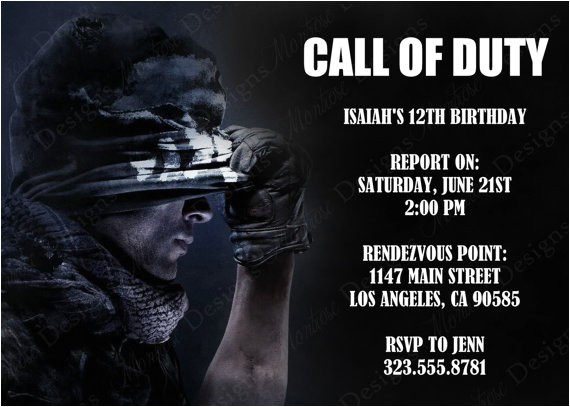 Free Call Of Duty Birthday Party Invitations Call Of Duty Birthday Party theme Ideas & Supplies