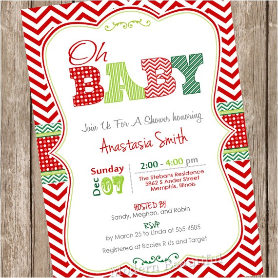 oh baby christmas baby shower invitation