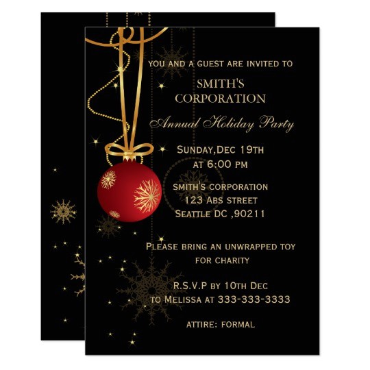 elegant corporate holiday party invitations
