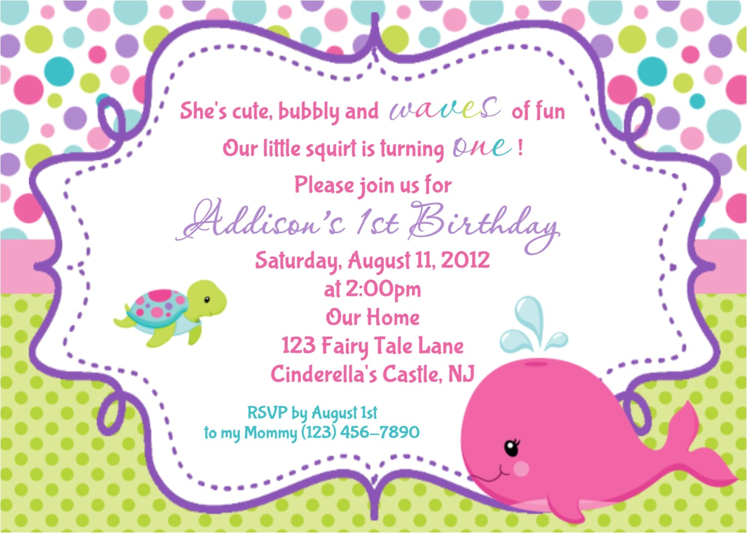 whale birthday invitation personalized