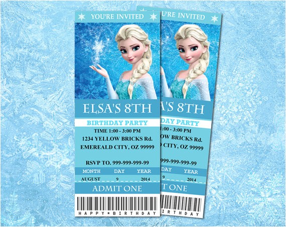 elsa frozen birthday party invitation ticket