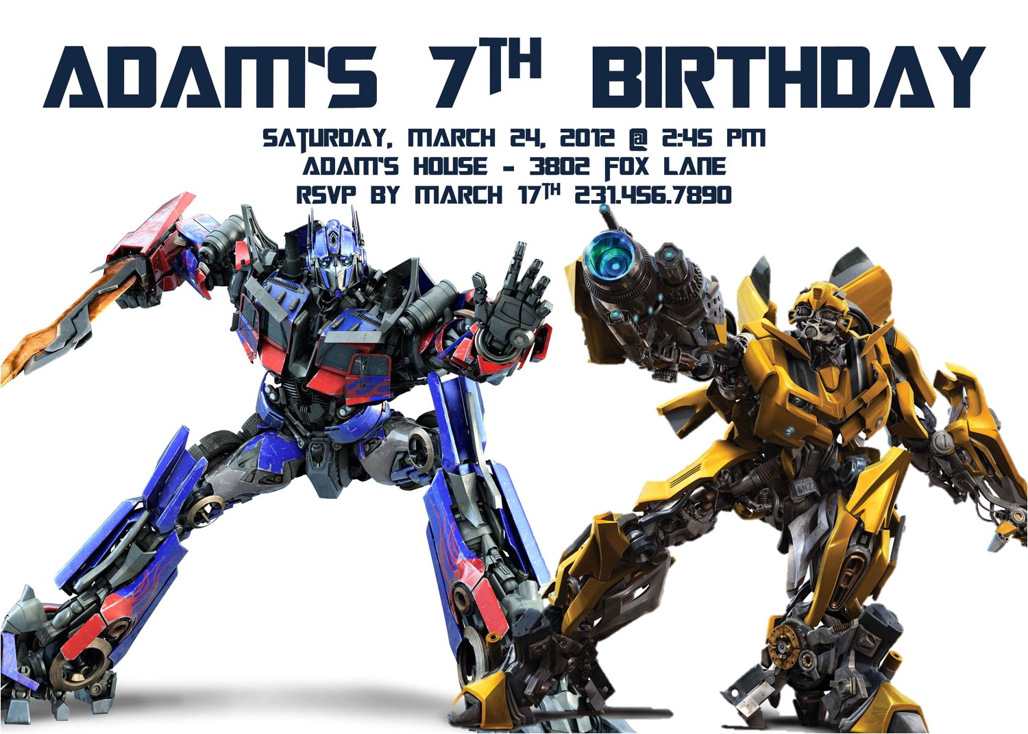 transformer birthday invitations