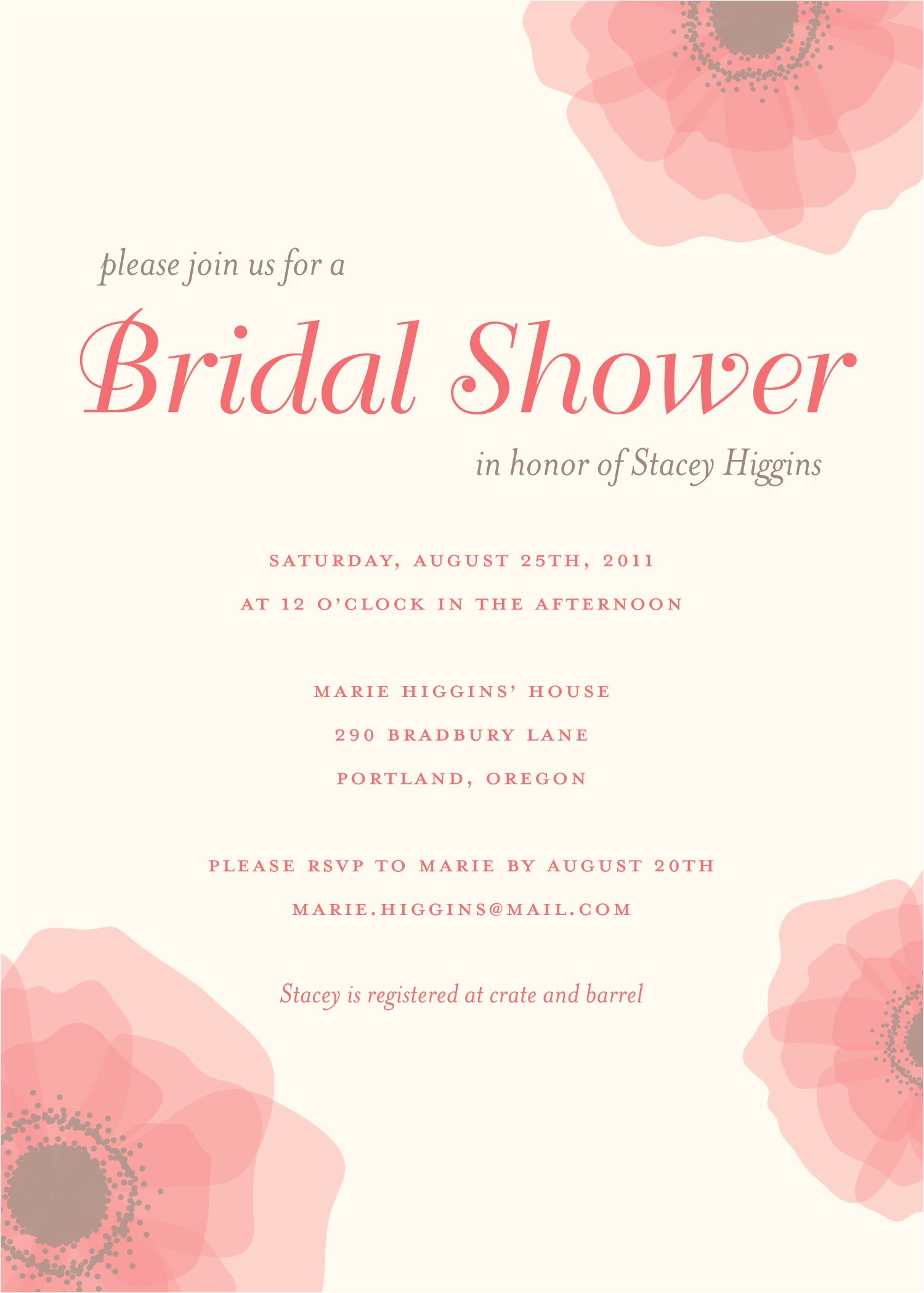 bridal shower save the date wording