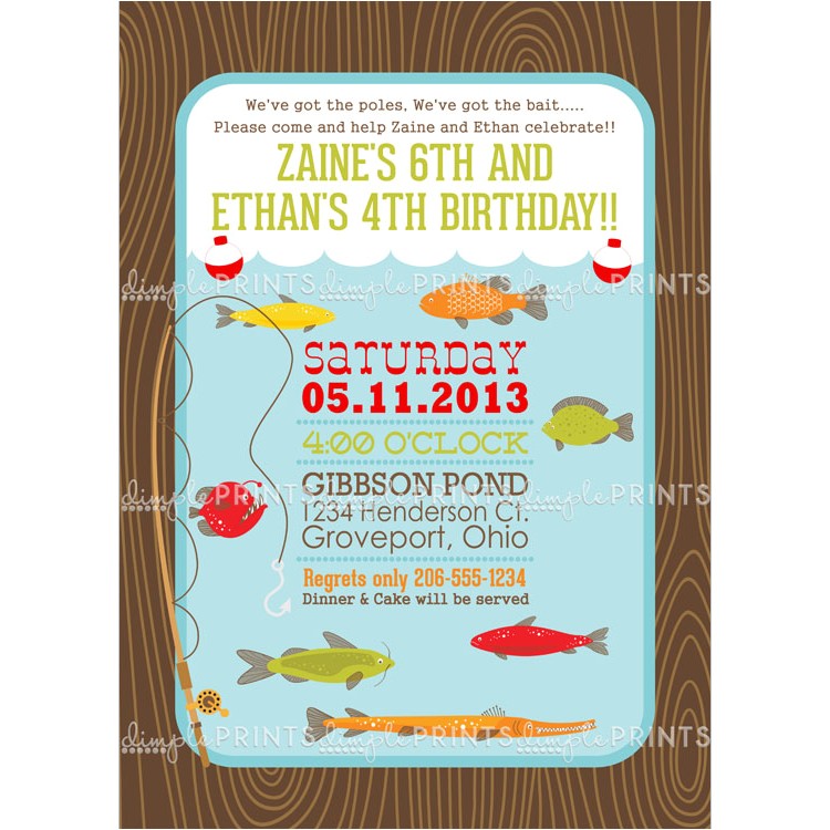 fishing printable birthday party invitation