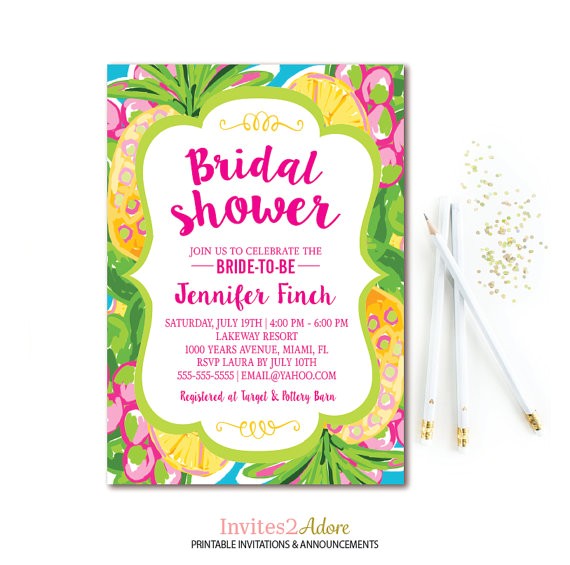 Free Hawaiian themed Bridal Shower Invitations Tropical Bridal Shower Invitation Pineapple Bridal