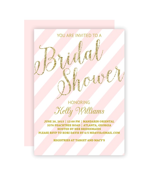 glitter and blush bridal shower invitation