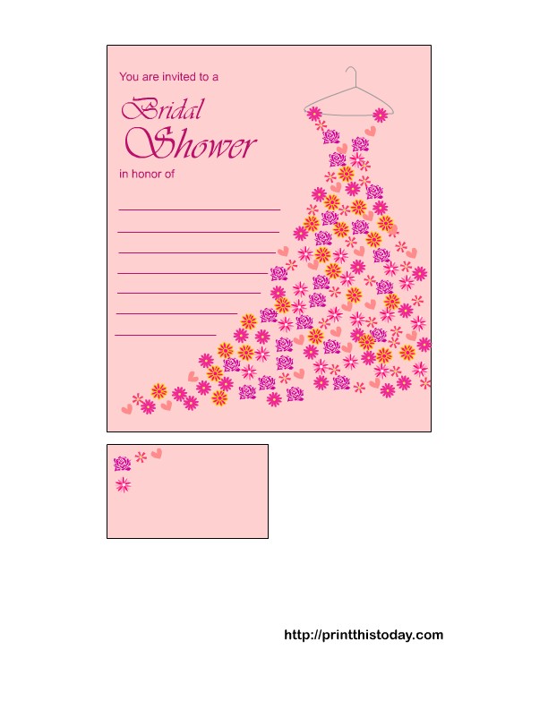 free printable bridal shower invitations floral gown
