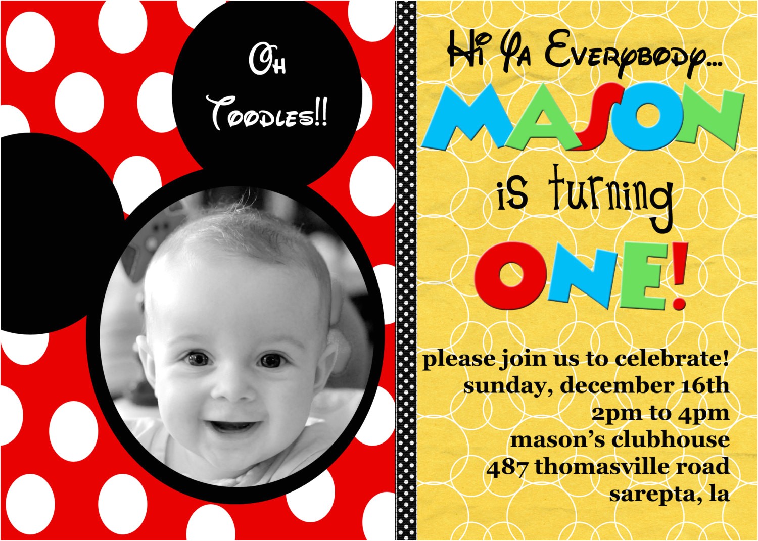mickey mouse photo invitations personalized