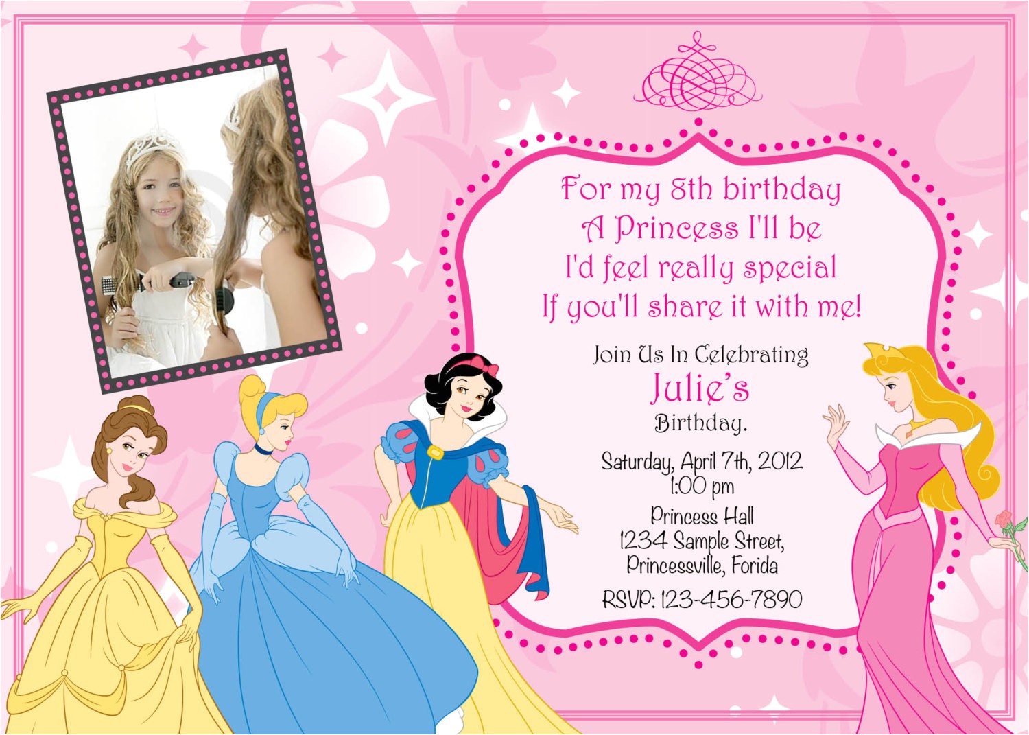 princess birthday party invitations ideas