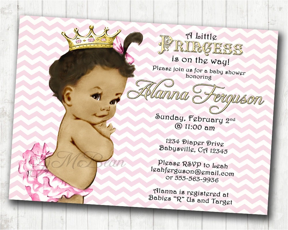 chevron princess baby shower invitation