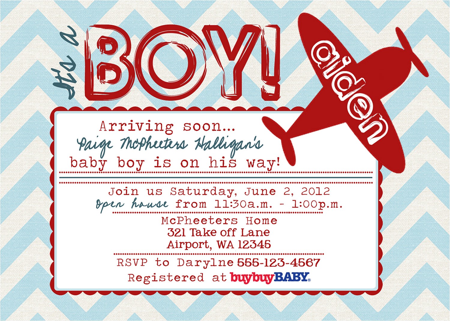 airplane baby shower invitations