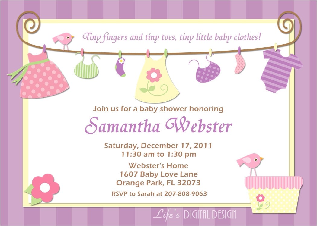 baby shower invitation baby clothes