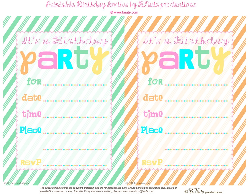 free printable striped birthday party