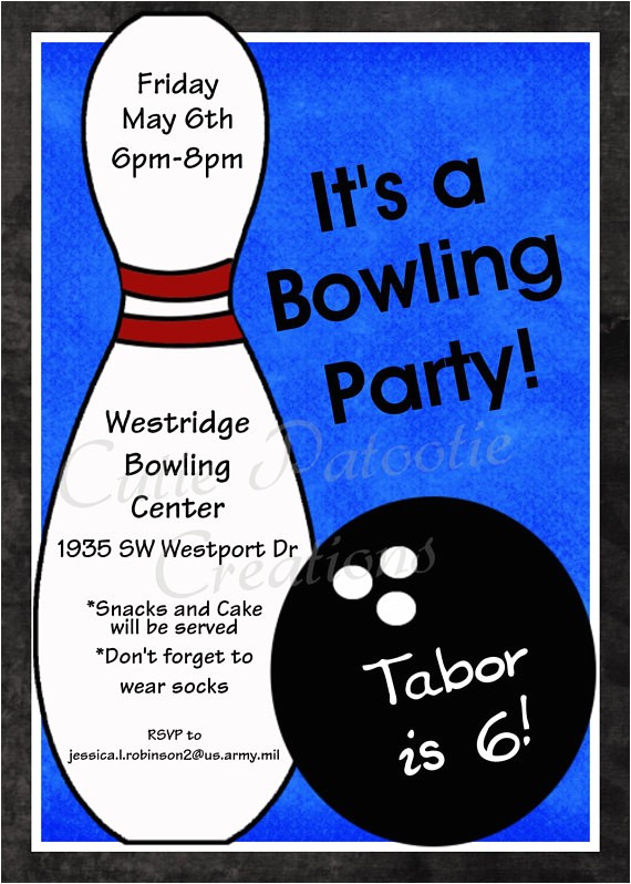 bowling birthday invitation printable or