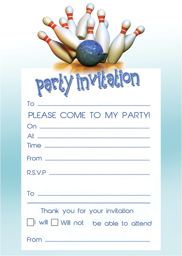 bowling birthday party invitations