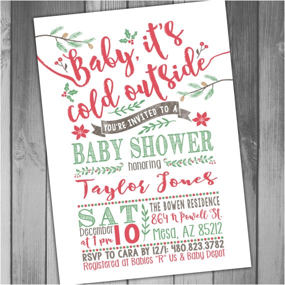 winter baby shower invitation christmas