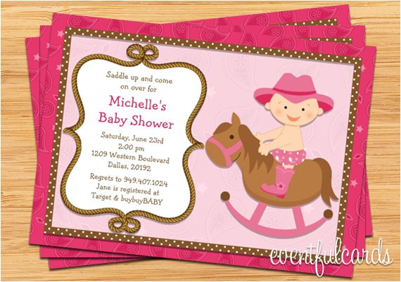 western cowgirl baby shower invitation