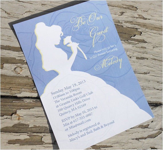 Free Printable Disney Bridal Shower Invitations Disney Beauty and the Beast Belle Bridal Shower Invitation