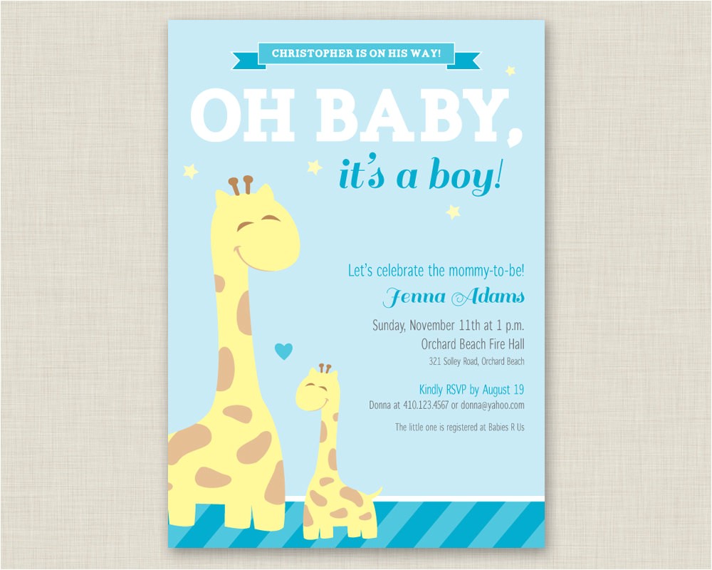 giraffe baby shower invitation printable