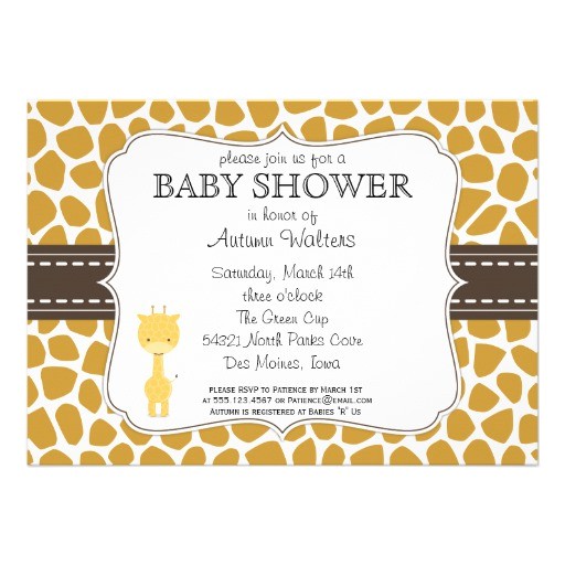 custom color giraffe baby shower invitations