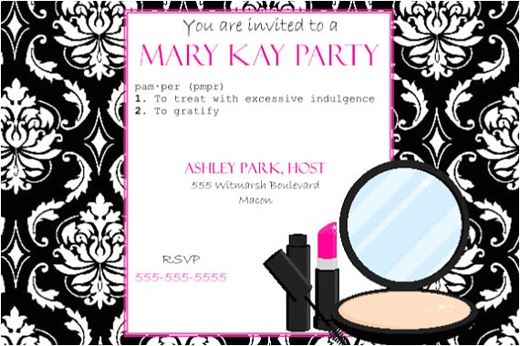 pink and black party invitation mary kay