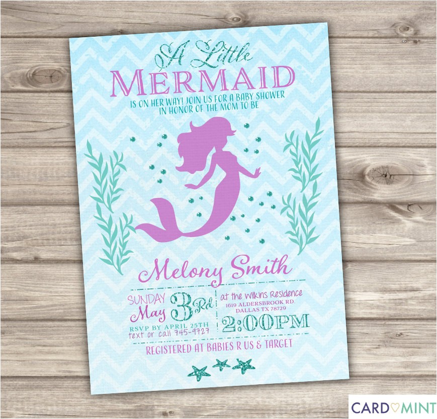 50 printed mermaid baby shower