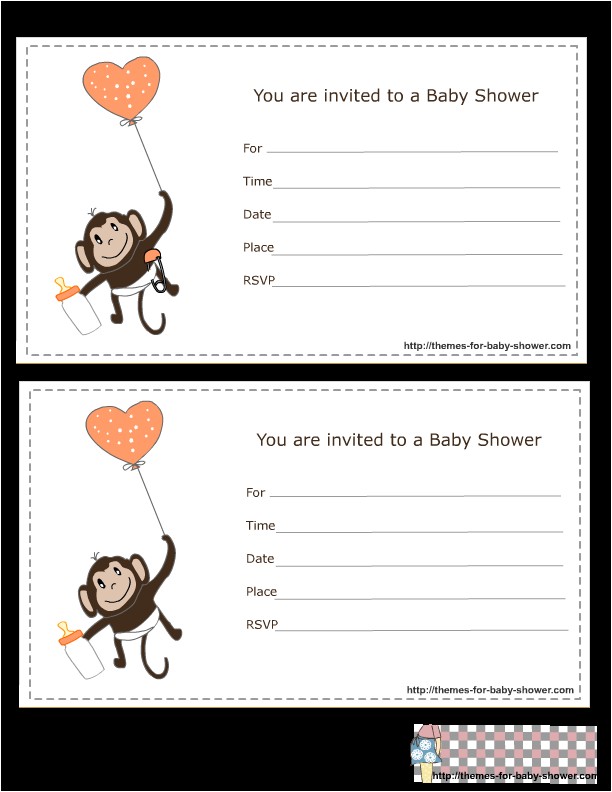free printable monkey baby shower invitations
