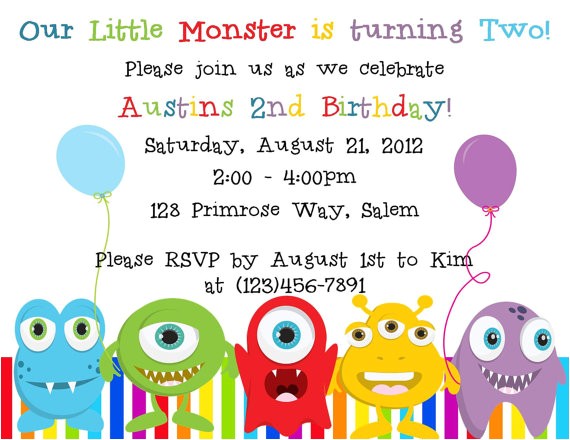 little monster birthday invitation printable file