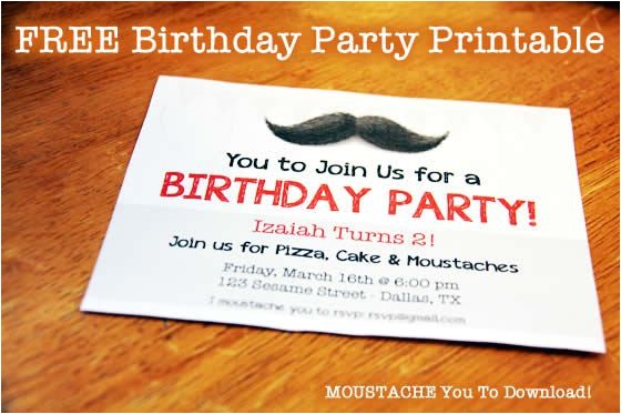 free moustache birthday invitation printable