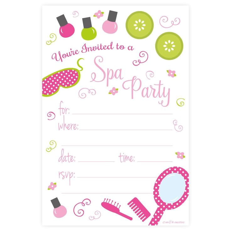 party invitation template for spa