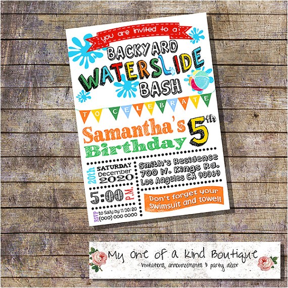 waterslide birthday party invitation