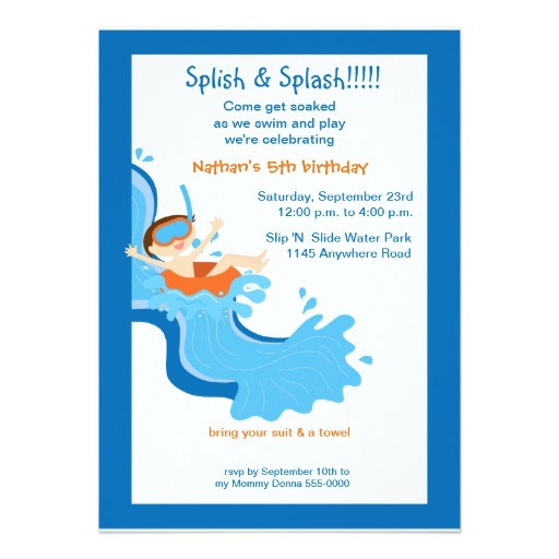 water slide birthday party invitation 161941799407417923
