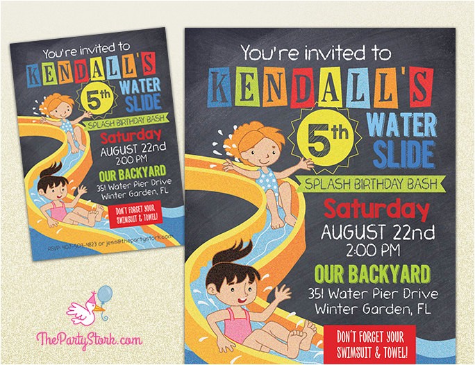water slide party invitation printable