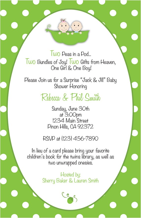 two peas in a pod baby shower invitation