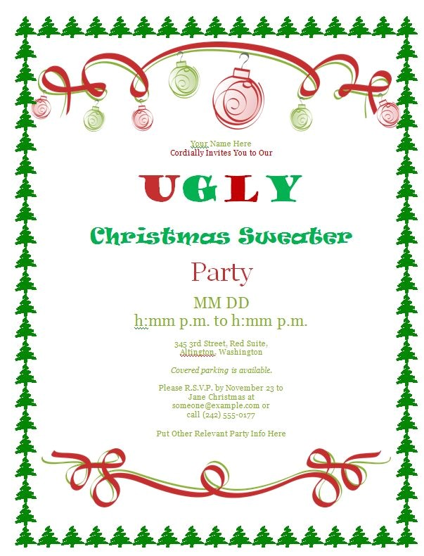 4 free ugly christmas sweater party invitations