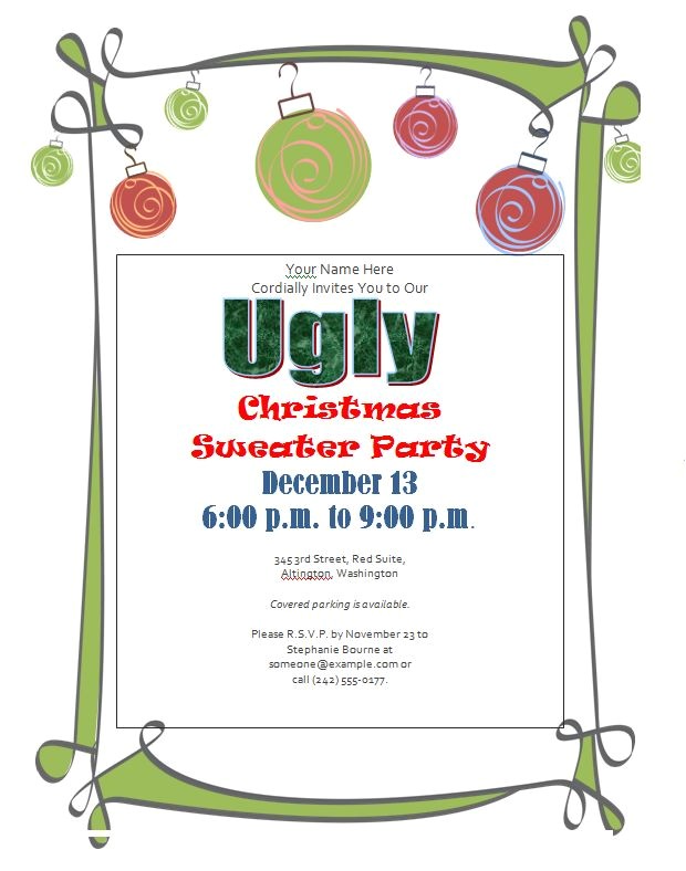 4 free ugly christmas sweater party invitations