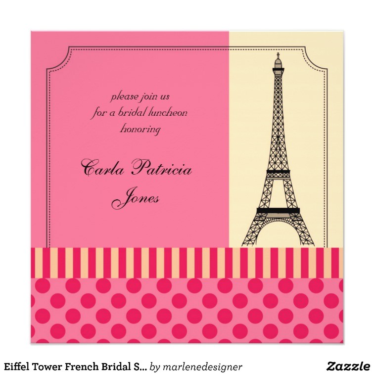 eiffel tower french bridal shower invitation