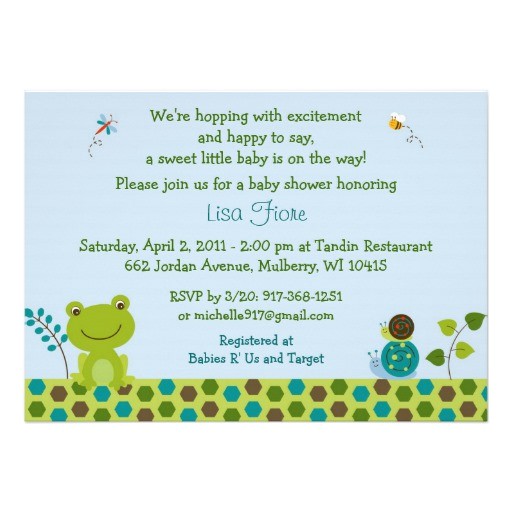frog snail bug baby shower invitations