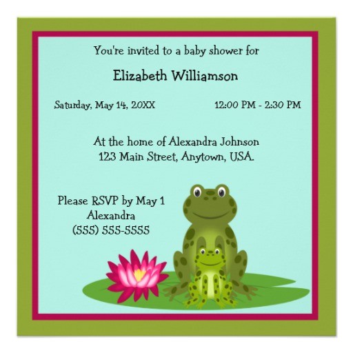 mommy and baby frog theme baby shower invitation