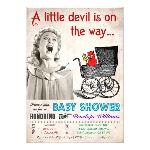funny devil baby shower invitations