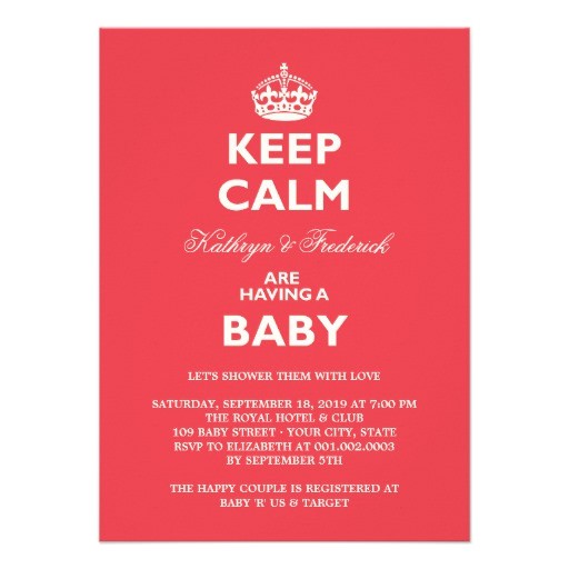 Funny Couples Baby Shower Invitations Keep Calm Funny Couples Baby Shower Party Invite 4 5" X 6