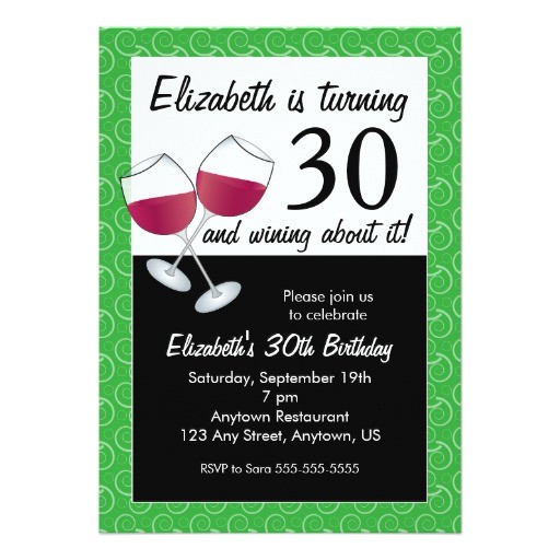 funny 30th birthday wine party card 256755595437109773