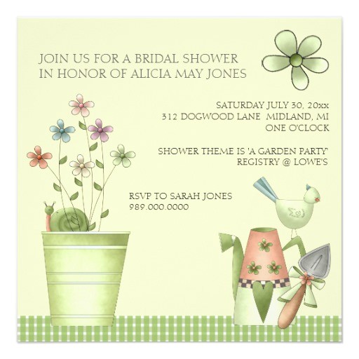 bridal shower invitations or garden party event
