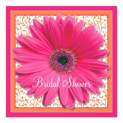 pink orange gerbera daisy bridal shower invitation