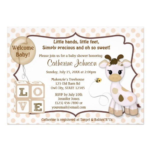 snickerdoodle giraffe baby shower invitations
