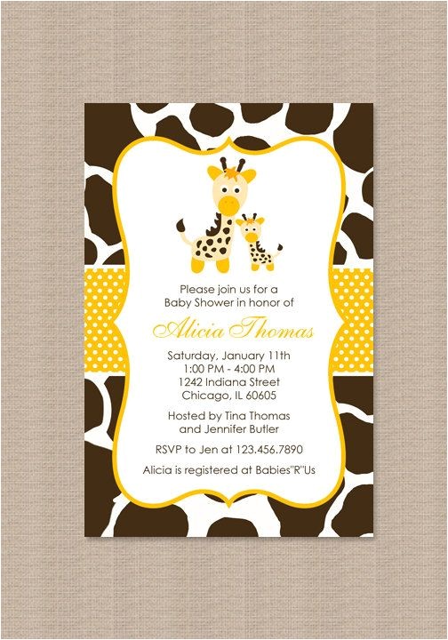 baby shower invitations giraffe theme