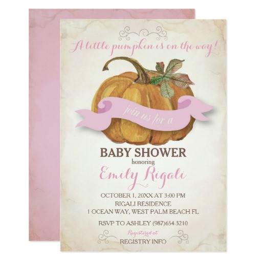little pumpkin baby shower invitation girl