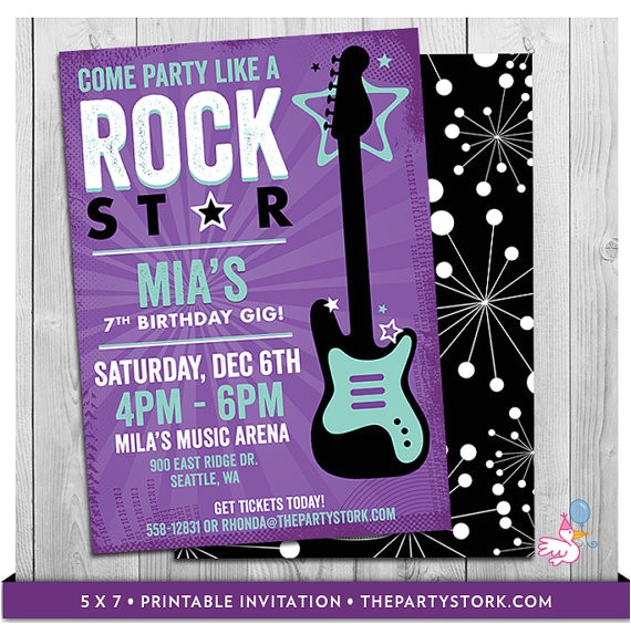 rock star birthday party invitation